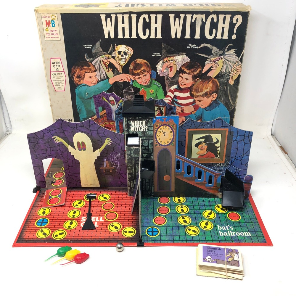 Vintage Milton Bradley Which Witch? Board Game Incomplete Haunted House Spooky